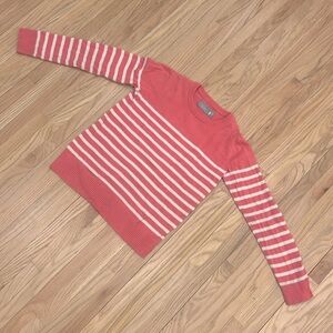 Primary sz 8/9 pink with white stripes all cotton lightweight knit sweater.